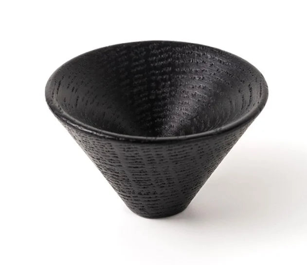 Buton din lemn pentru mobila Conic Wood, finisaj negru mat lacuit, D 43 mm